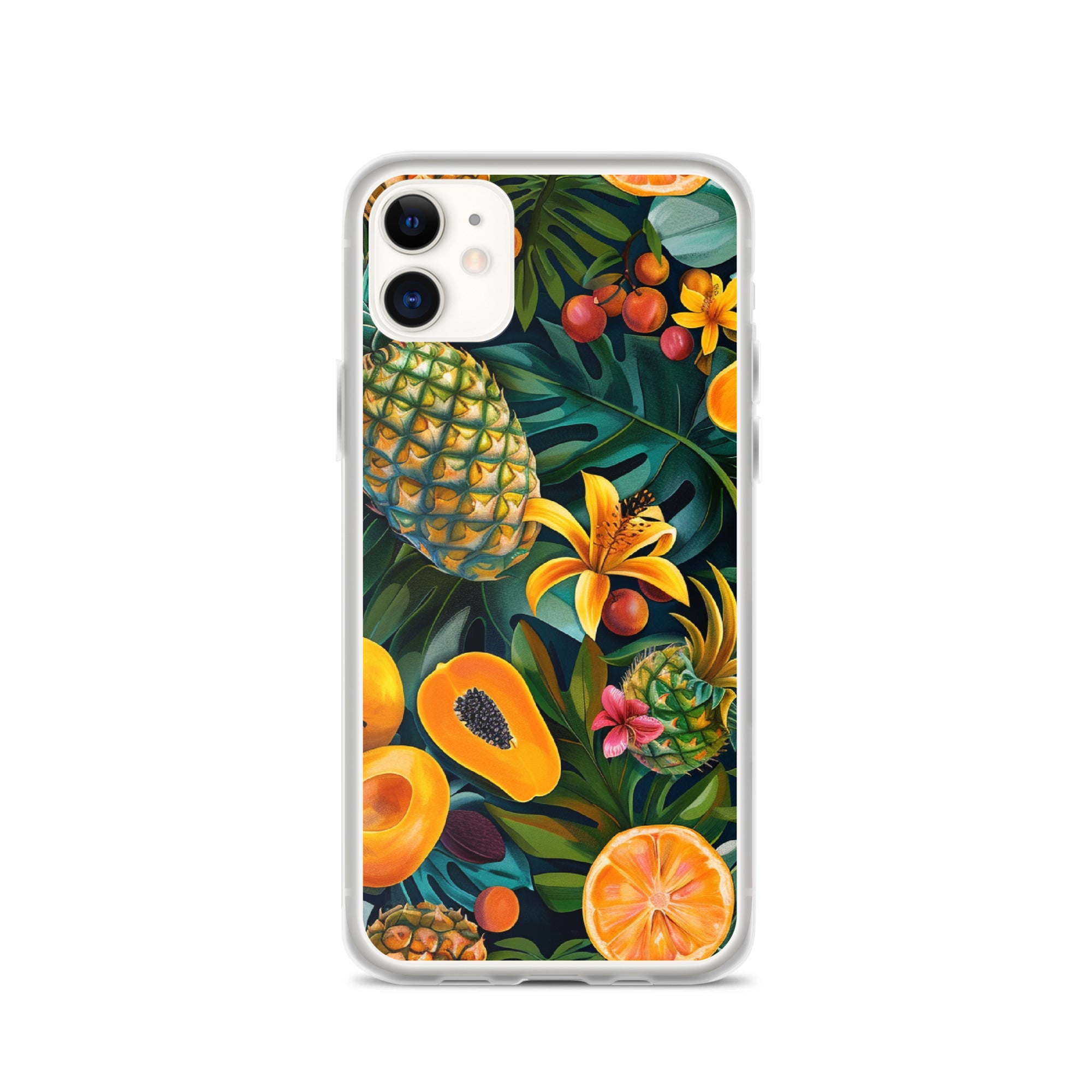 Vibrant tropical fruits like pineapples, mangoes, and papayas arranged Clear Case for iPhone®