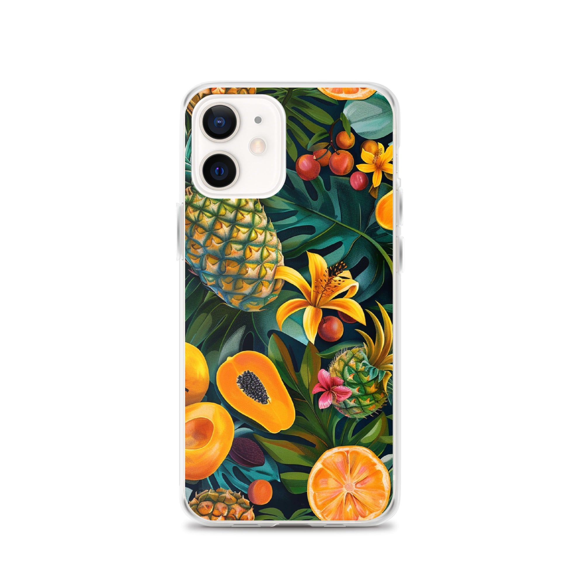 Vibrant tropical fruits like pineapples, mangoes, and papayas arranged Clear Case for iPhone®