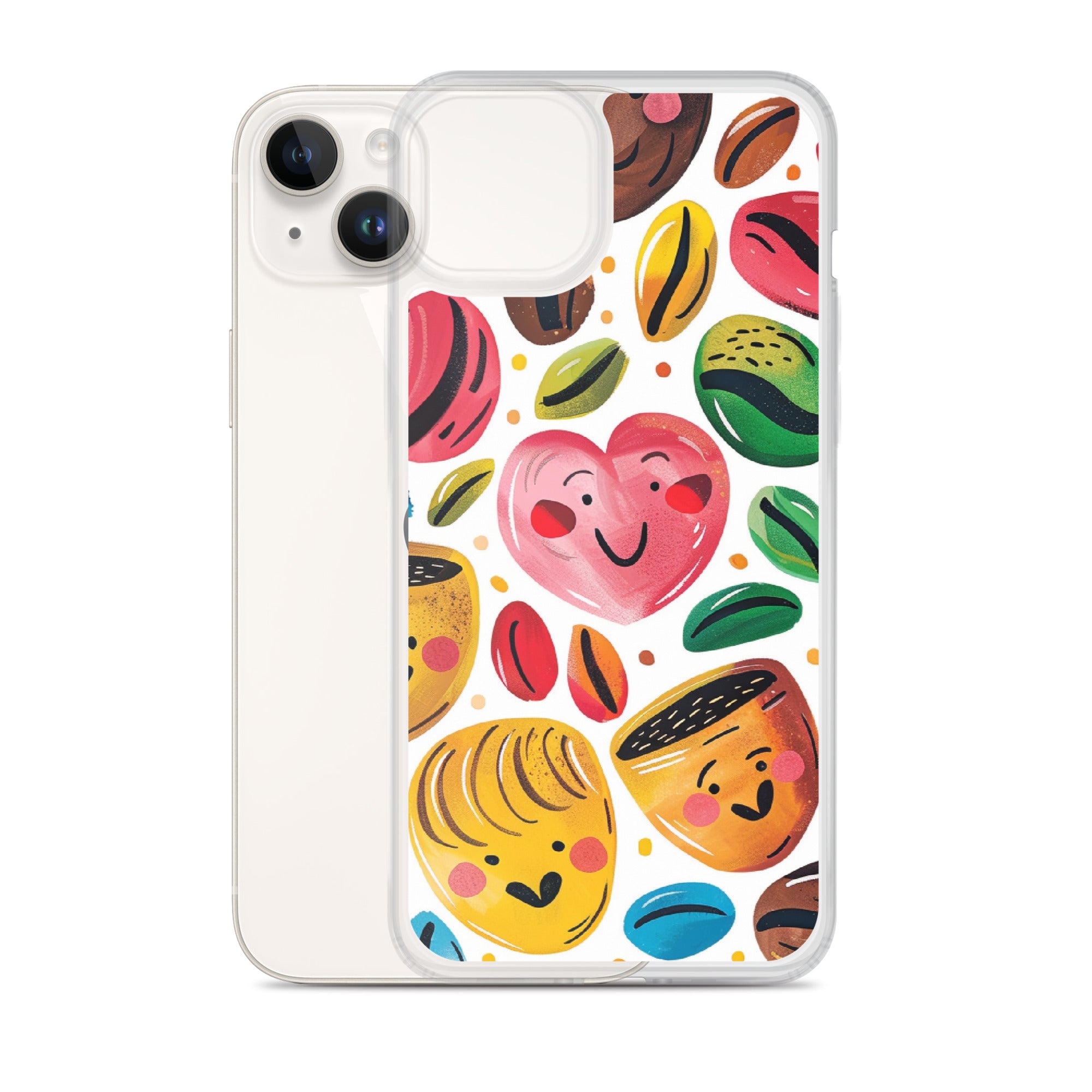 Coffee beans shaped into hearts, smiley faces clear case for iPhone®